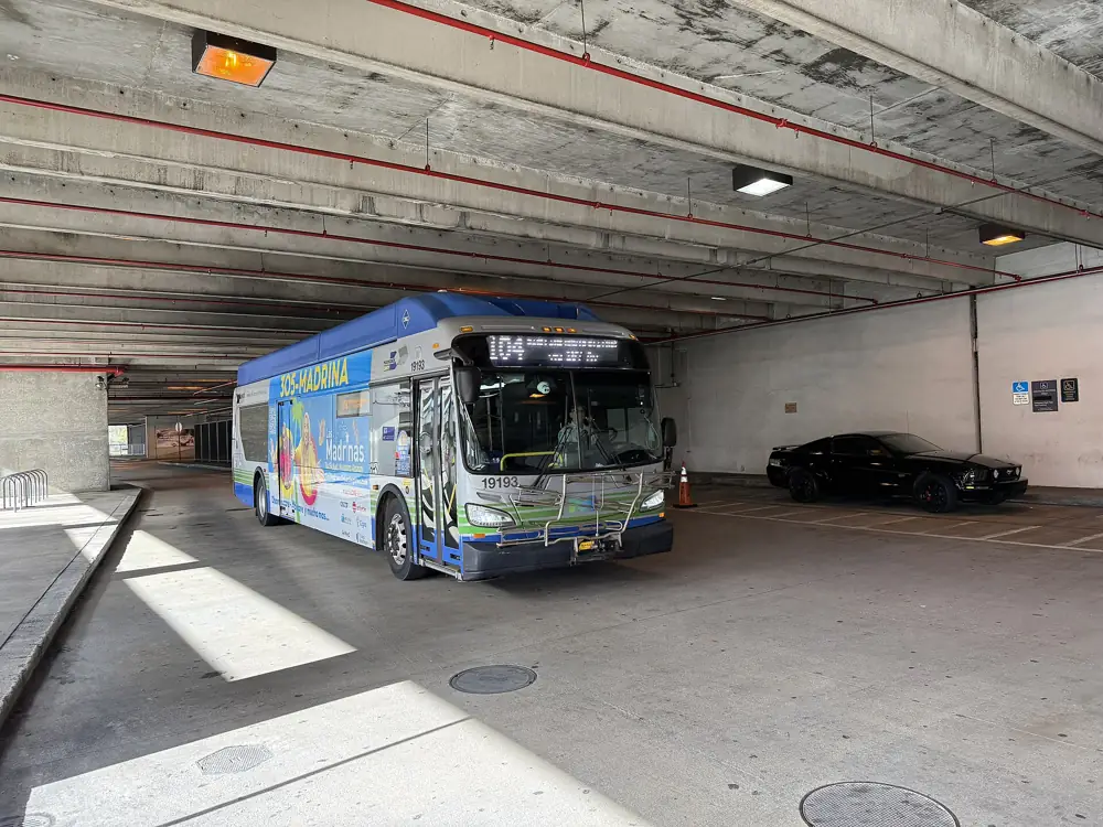 A Miami-Dade Metrobus at Dadeland North station.